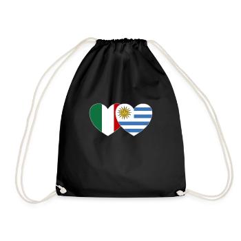 Italie Uruguay Drapeau Coeur - Sac de sport léger - noir - Devant
