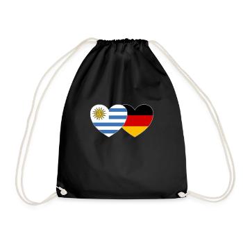 Uruguay Germany Flag Heart - Drawstring Bag - black - Front