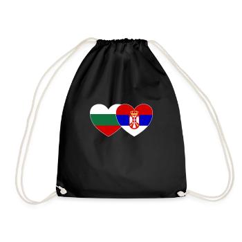 Bulgaria Serbia Flag Heart - Drawstring Bag - black - Front