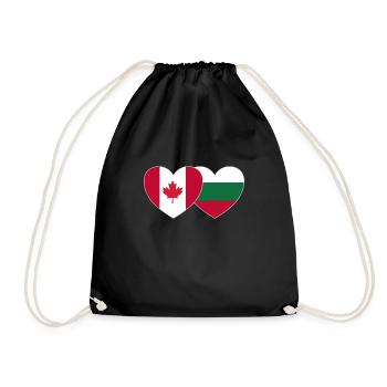 Canada Bulgaria Flag Heart - Drawstring Bag - black - Front