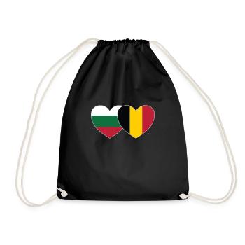 Bulgarie Belgique Drapeau Coeur - Sac de sport léger - noir - Devant