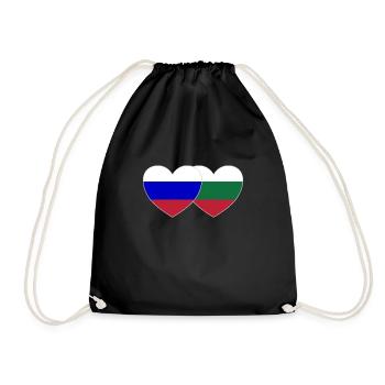 Russland Bulgarien Flagge Herz - Turnbeutel - Schwarz - Vorne