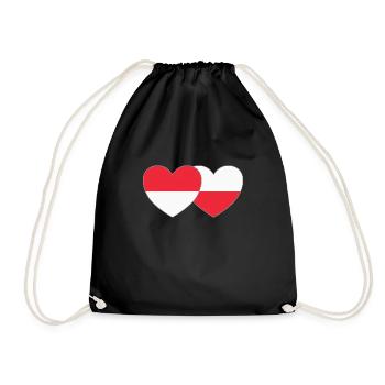 Indonésie Pologne Drapeau Coeur - Sac de sport léger - noir - Devant