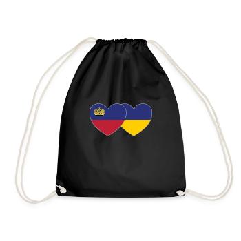 Liechtenstein Ukraine Flagge Herz - Turnbeutel - Schwarz - Vorne