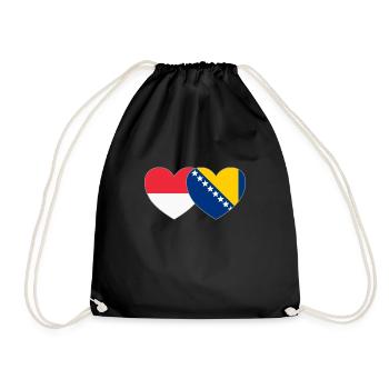 Indonésie Bosnie Drapeau Coeur - Sac de sport léger - noir - Devant