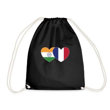 Inde France Flag Coeur - Sac de sport léger - noir - Devant