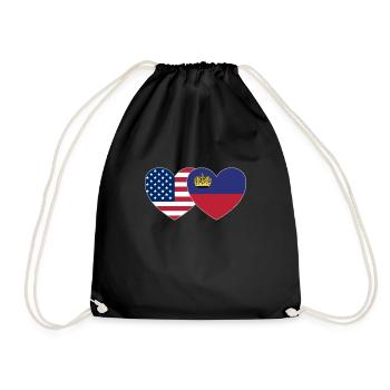 USA Liechtenstein Flagge Herz - Turnbeutel - Schwarz - Vorne