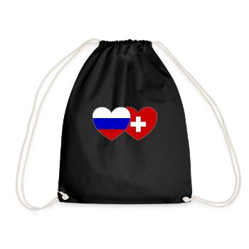 Russie Suisse Flag Coeur - Sac de sport léger - noir - Devant