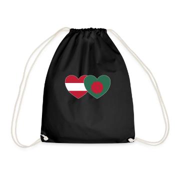 Austria Bangladesh Flag Heart - Drawstring Bag - black - Front