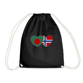 Bangladesh Norway Flag Heart - Drawstring Bag - black - Front