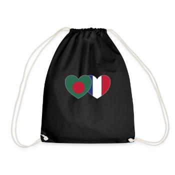 Bangladesh France Flag Heart - Drawstring Bag - black - Front