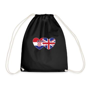 Croatia England Flag Heart - Drawstring Bag - black - Front