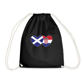 Scotland Croatia Flag Heart - Drawstring Bag - black - Front