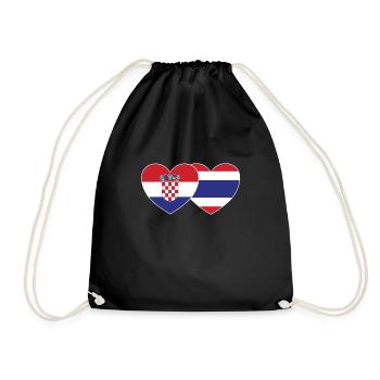 Kroatien Thailand Flagge Herz - Turnbeutel - Schwarz - Vorne
