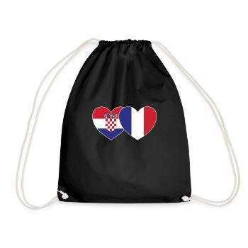 Croatie France Flag Coeur - Sac de sport léger - noir - Devant