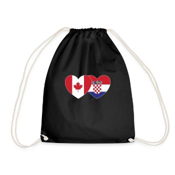 Canada Croatia Flag Heart - Drawstring Bag - black - Front