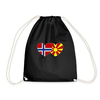 Norway Macedonia Flag Heart - Drawstring Bag - black - Front