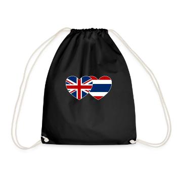 England Thailand Flagge Herz - Turnbeutel - Schwarz - Vorne
