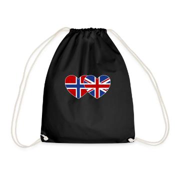 Norway England Flag Heart - Drawstring Bag - black - Front
