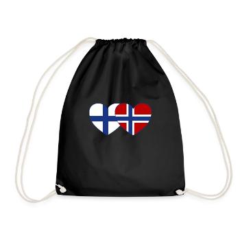 Finlande Norvège Flag Coeur - Sac de sport léger - noir - Devant