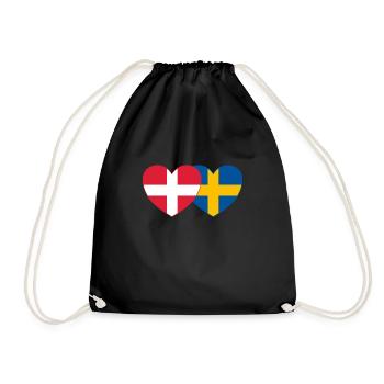 Dänemark Schweden Flagge Herz - Turnbeutel - Schwarz - Vorne
