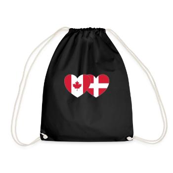 Kanada Dänemark Flagge Herz - Turnbeutel - Schwarz - Vorne