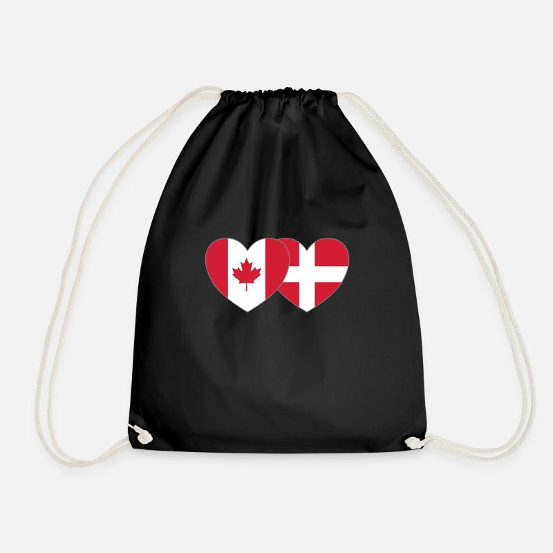 Kanada Dänemark Flagge Herz - Turnbeutel - Schwarz