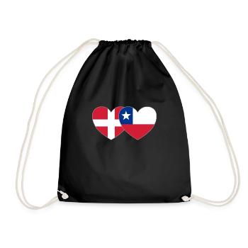 Dänemark Chile Flagge Herz - Turnbeutel - Schwarz - Vorne