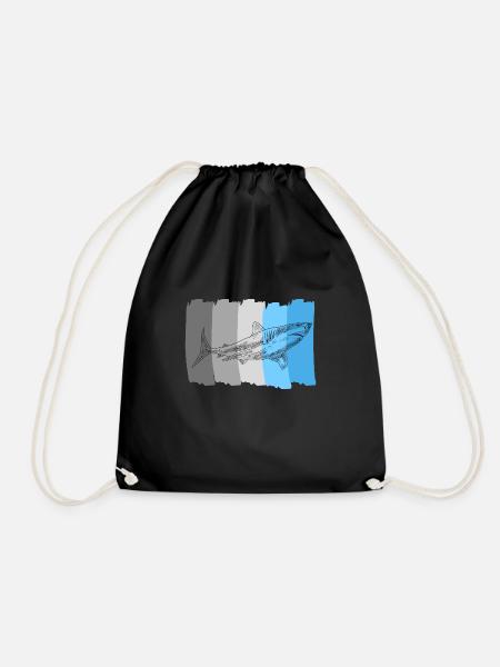 Shark - Drawstring Bag - black