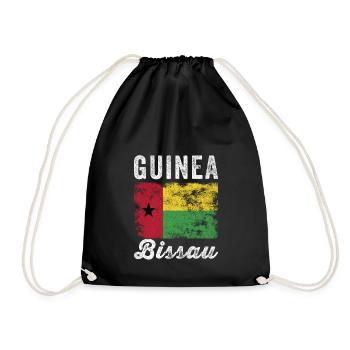 Guinea Bissau Flag Distressed - Drawstring Bag - black - Front