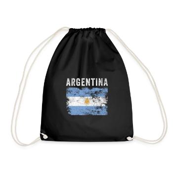 Argentina Flag Distressed Argentine Flag - Drawstring Bag - black - Front