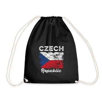 Czech Republic Flag Vintage - Czech Flag - Drawstring Bag - black - Front