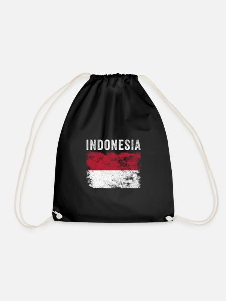 Indonesien Flagge Vintage - Indonesische Flagge - Turnbeutel - Schwarz