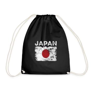 Japan Flag Distressed - Japanese Flag - Drawstring Bag - black - Front