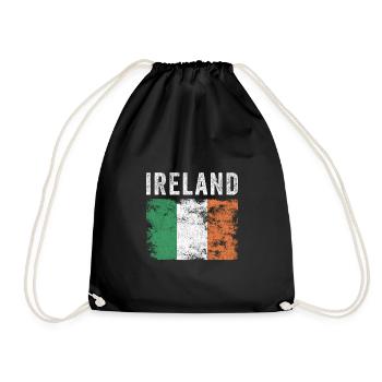 Ireland Flag Distressed - Irish Flag - Drawstring Bag - black - Front