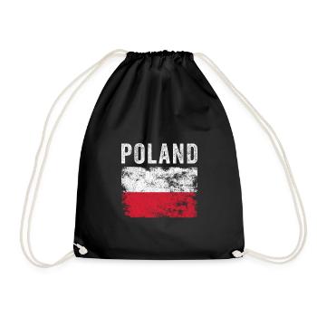 Poland Flag Distressed - Polish Flag - Drawstring Bag - black - Front