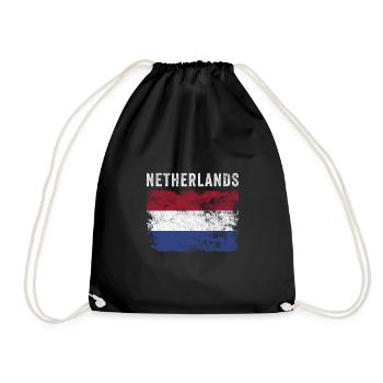 Netherlands Flag Distressed - Dutch Flag - Drawstring Bag - black - Front