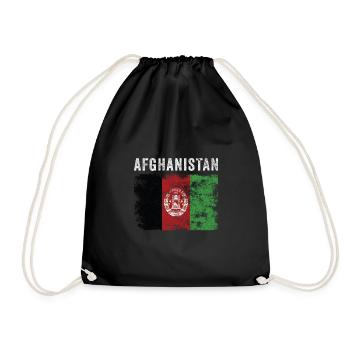 Afghanistan Flag Distressed Afghan Flag - Drawstring Bag - black - Front