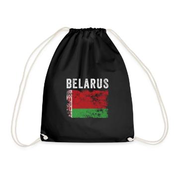 Belarus Flag Distressed Belarusian Flag - Drawstring Bag - black - Front