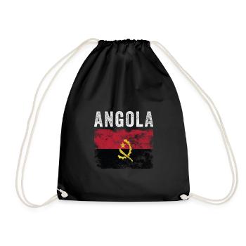 Angola Flag Distressed - Angolanische Flagge - Turnbeutel - Schwarz - Vorne
