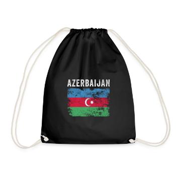 Aserbaidschan Flagge Distressed - Aserbaidschanische Flagge - Turnbeutel - Schwarz - Vorne