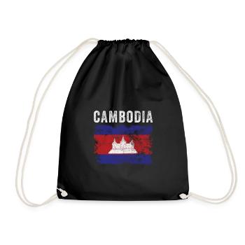 Drapeau du Cambodge Drapeau cambodgien en détresse - Sac de sport léger - noir - Devant