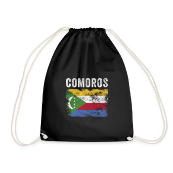 Comoros Flag Distressed - Comoran Flag - Drawstring Bag - black - Front