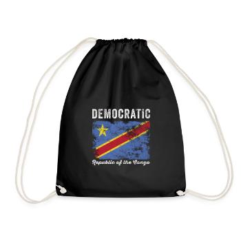 Flagge der Demokratischen Republik Kongo - Turnbeutel - Schwarz - Vorne