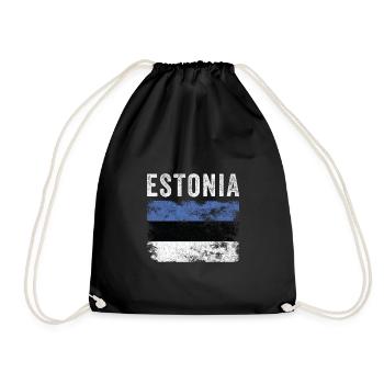 Estonia Flag Distressed - Estnische Flagge - Turnbeutel - Schwarz - Vorne