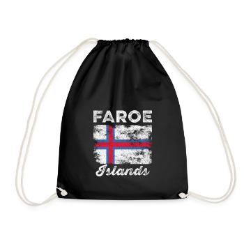 Faroe Islands Flag Vintage Faroese Flag - Drawstring Bag - black - Front