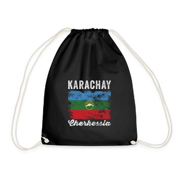 Karachay Cherkessia Drapeau en détresse - Sac de sport léger - noir - Devant