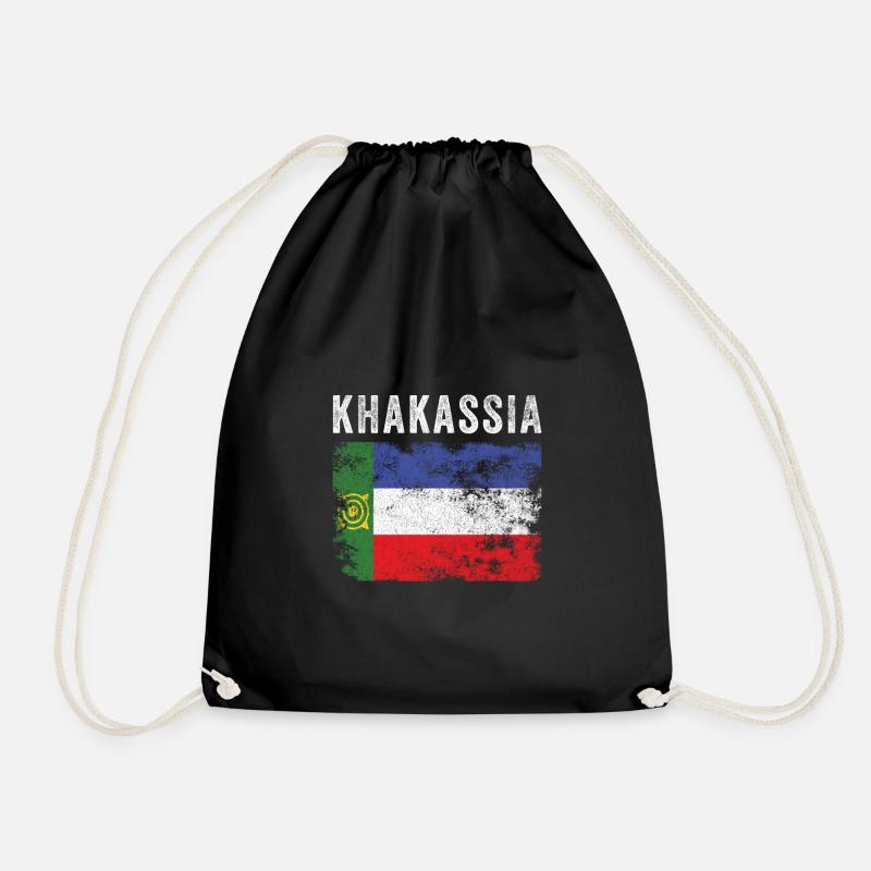 Khakassia Flag Distressed - Khakas Flag - Drawstring Bag - black