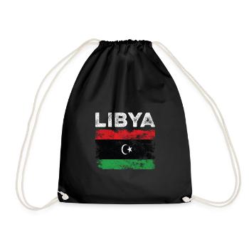 Libya Flag Distressed - Libysche Flagge - Turnbeutel - Schwarz - Vorne