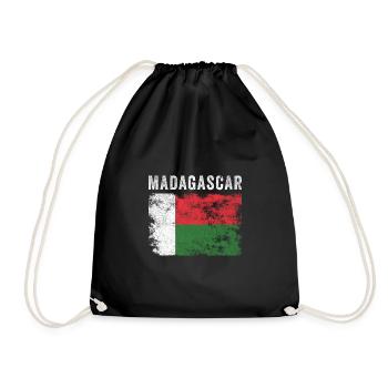 Madagascar Flag Distressed Malagasy Flag - Drawstring Bag - black - Front